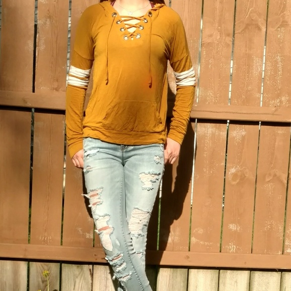 mustard yellow womens tops